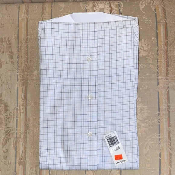 Geoffrey Beene Blue and White Checkered Dress Shirt - Picture 3 of 3